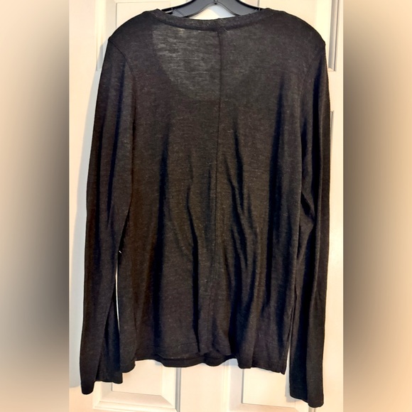 Monrow Sz XL Long Sleeve Crew Tee Slubbed Jersey in Heathered Black - Picture 3 of 5